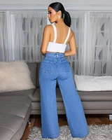Gizelle Medium Blue Denim Wide Legs Jeans