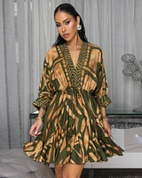 Sienna Green Gold Print Skater Dress