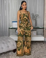 Ayla Green Gold Print Jumpsuit