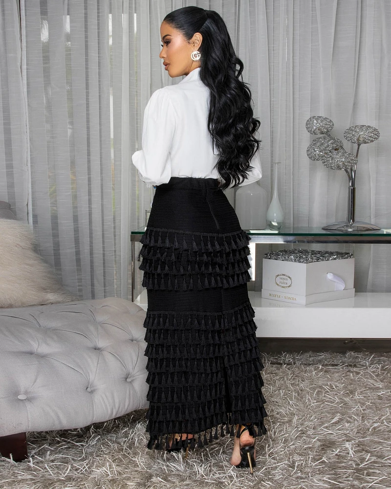Fable White Black Top & Skirt Set