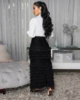 Fable White Black Top & Skirt Set