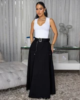 Molly Black Zipper Slit Maxi Skirt