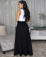 Molly Black Zipper Slit Maxi Skirt
