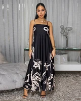 Emryn Black Nude Print Maxi Dress