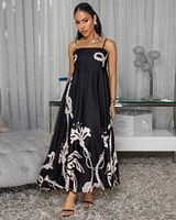 Emryn Black Nude Print Maxi Dress