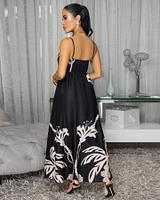 Emryn Black Nude Print Maxi Dress