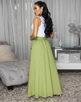Molly Green Zipper Slit Maxi Skirt