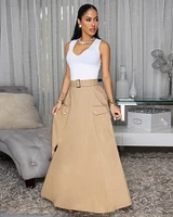 Molly Nude Zipper Slit Maxi Skirt