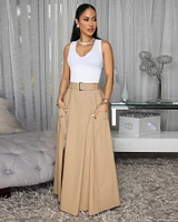 Molly Nude Zipper Slit Maxi Skirt