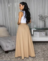 Molly Nude Zipper Slit Maxi Skirt