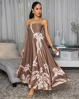 Emryn Mocha Nude Print Maxi Dress