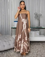 Emryn Mocha Nude Print Maxi Dress