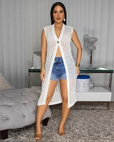 MariaBella Off-White Crochet Cover-Up Top