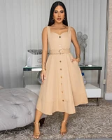 Melbourne Nude Belted Midi Dress