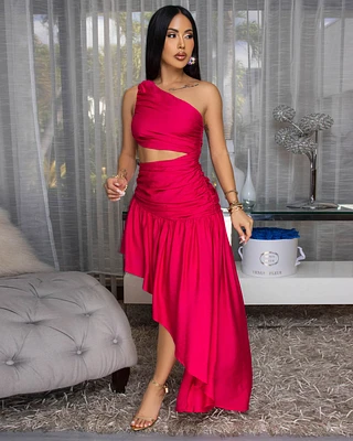 Pedrina Magenta Cut-Out Maxi Dress