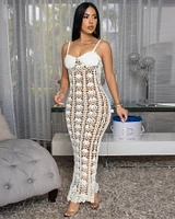 Aleana Cream Nude Illusion Crochet Maxi Dress