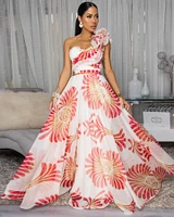Starlane Ivory Red Print Ruffle Maxi Dress