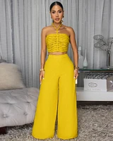 Callin Mustard Yellow Linen Pants Set