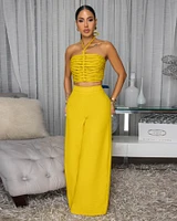 Callin Mustard Yellow Linen Pants Set