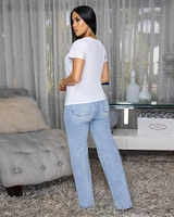 Angelie Light Blue Denim Straight Legs Jeans