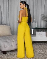 Callin Mustard Yellow Linen Pants Set