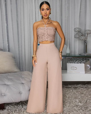 Callin Nude Linen Pants Set