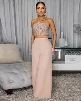 Callin Nude Linen Pants Set