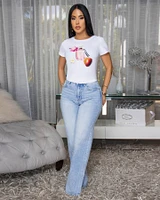 Angelie Light Blue Denim Straight Legs Jeans