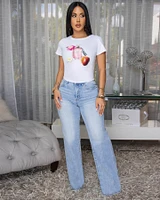 Angelie Light Blue Denim Straight Legs Jeans