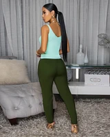 Maella Mint Green Ribbed Tank Top