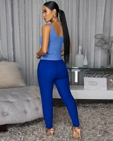 Maella Blue Ribbed Tank Top