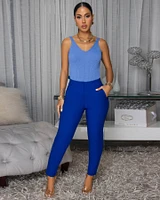Maella Blue Ribbed Tank Top