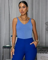 Maella Blue Ribbed Tank Top