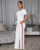 Jameson Off-White Stripes ULTRA-LUXE Knit Pants Set