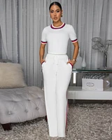 Jameson Off-White Stripes ULTRA-LUXE Knit Pants Set