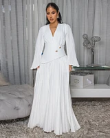 Athenia Off-White Pleated Maxi Dress