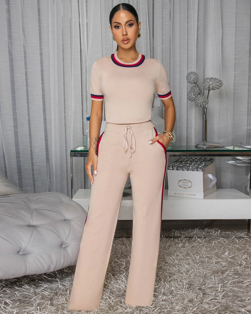 Jameson Nude Stripes ULTRA-LUXE Knit Pants Set