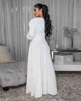 Athenia Off-White Pleated Maxi Dress