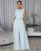 Scottie Light Blue Draped Luxe Jumpsuit
