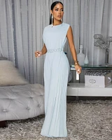 Scottie Light Blue Draped Luxe Jumpsuit