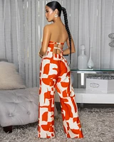 Jonna Tomatoe Red Cream Print Jumpsuit