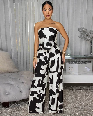 Jonna Black Cream Print Jumpsuit