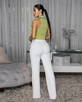 Islane Lime White Embroidery Top