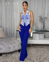 Islane Off-White Blue Embroidery Top
