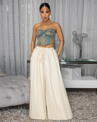 Pashna Cream Palazzo Pants
