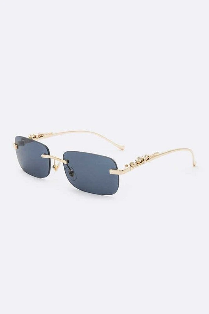 Anuj Pink Rimless Jacquard Temple Sunglasses