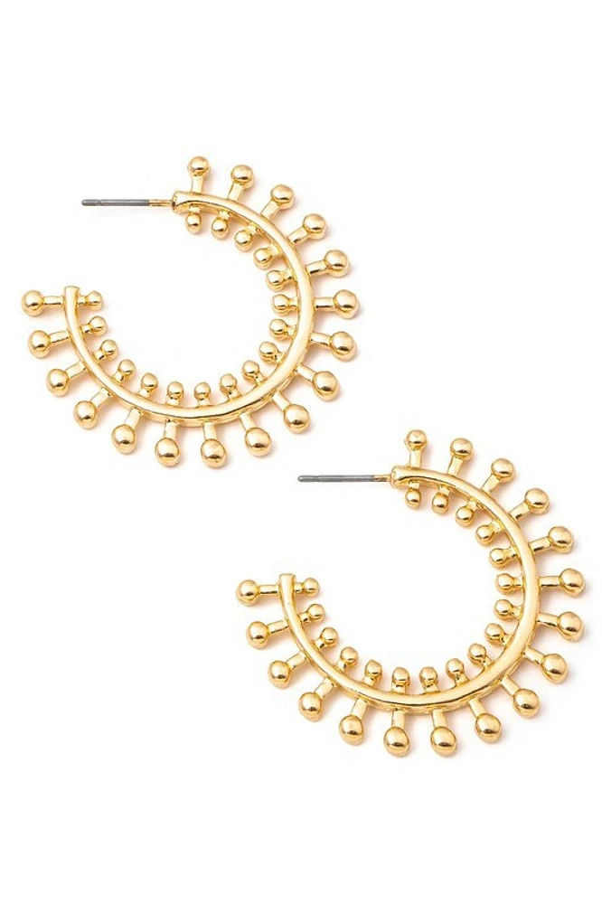 *Teddi Gold Intricate Metallic Hoop Earrings