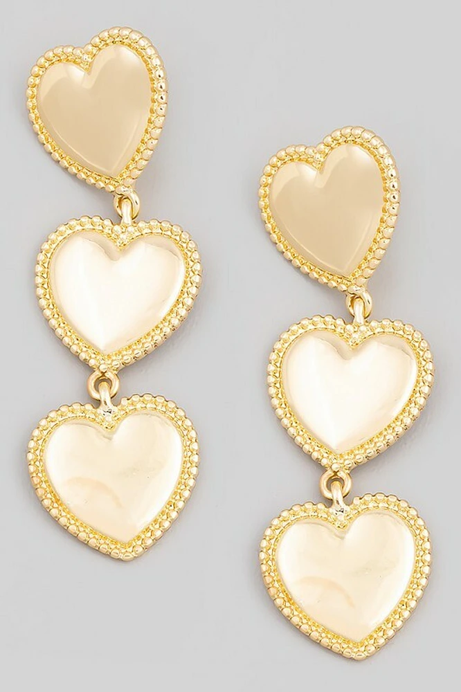 Dean Gold Metallic Heart Link Dangle Earrings