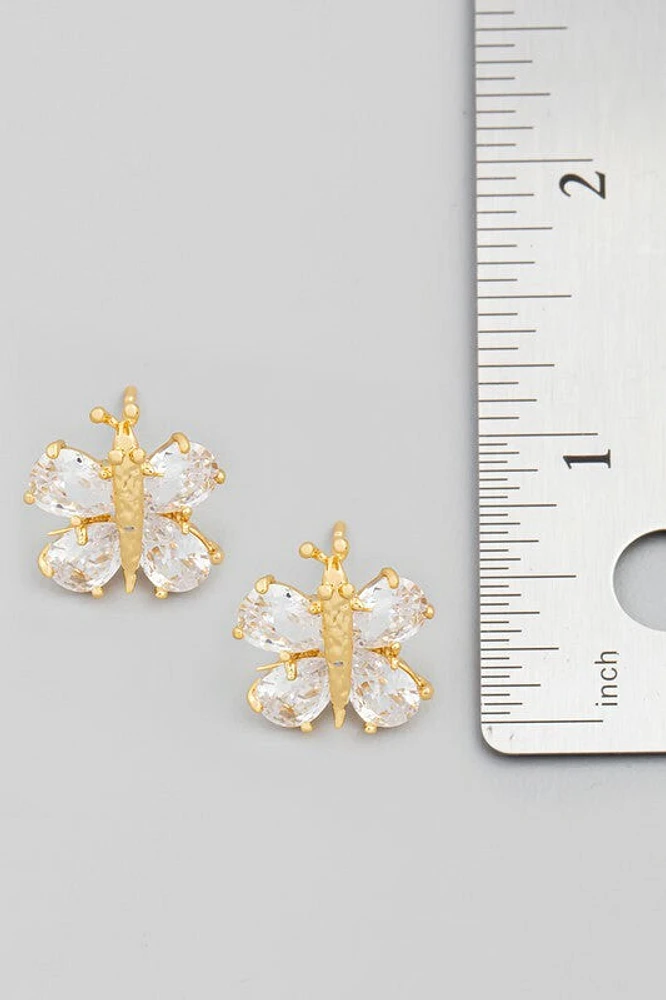 Jackie Gold Mini Rhinestone Bee Stud Earrings