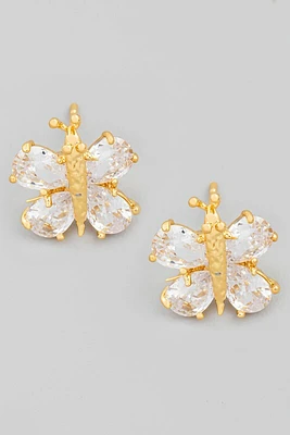 Jackie Gold Mini Rhinestone Bee Stud Earrings